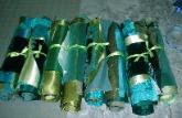 Green Crazy Quilt Fabric bundles  by Crazy Rebecca upcycled fabrics