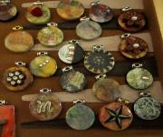 altered backgammon tile pendants by  crazy rebecca